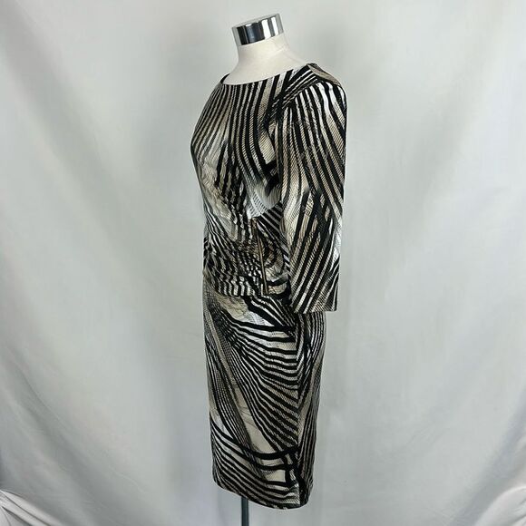 Frank Lyman Black Print with Zip Front Dress - Picture 2 of 8